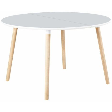 Home Heavenly® - Mesa comedor cocina NÓRDICA redonda y extensible de 100 a 140 hasta 180 cm. Apto 6-8 comensales.  Color: Blanco (1/5)