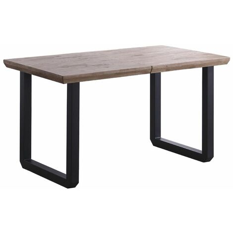 Home Heavenly® - Mesa comedor extensible JACK, estilo industrial, de 140 - 220 cm ancho, hasta 10 comensales. Pata metal 'U'.  Color: Roble Honey - Negro