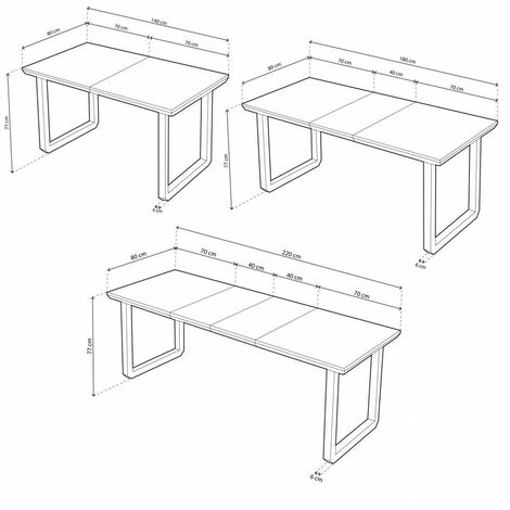 Home Heavenly® - Mesa comedor extensible JACK, estilo industrial, de 140 - 220 cm ancho, hasta 10 comensales. Pata metal 'U'.  Color: Roble Honey - Negro