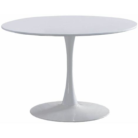 Home Heavenly® - Mesa redonda de comedor o cocina de 110 cm de diámetro CHIARA. Mesa con pata central tipo tulipa. Color: Blanco