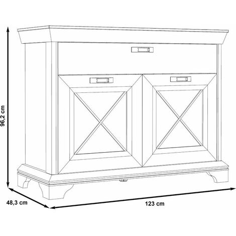 Mueble tv 120 cm estilo rústico moderno blanco pino KAREN