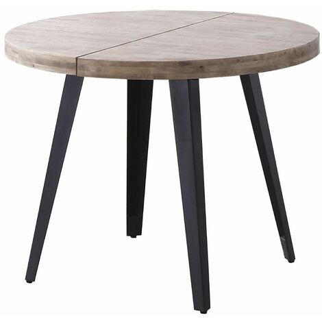 Home Heavenly® - Mesa comedor redonda extensible estilo industrial SKADI. Mesa de 100 cm diámetro. 2 tramos extensión a 140 hast Color: Roble Honey - Negro
