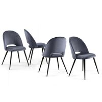 Home Heavenly® - Pack 4 sillas Comedor SAMANTA, sillas estilo Mid Century, patas metálicas | Color: Gris Oscuro pata negra - Gris Oscuro pata negra Samanta