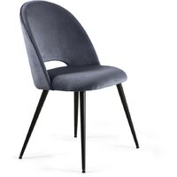 Home Heavenly® - Pack 4 sillas Comedor SAMANTA, sillas estilo Mid Century, patas metálicas | Color: Gris Oscuro pata negra - Gris Oscuro pata negra Samanta
