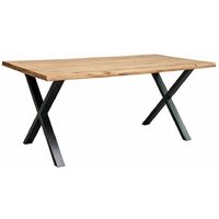 Home Heavenly® - Mesa comedor industrial LINCOLN con pata metálica 'X', tablero madera en roble Medida: 160x90 cm