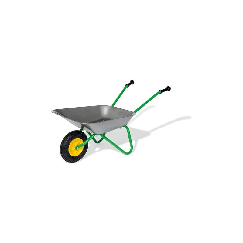 Brouette Enfant Rolly Toys - Métal Argenté/Verte, Charge 25 Kg, Pour Enfants Dès 2 Ans