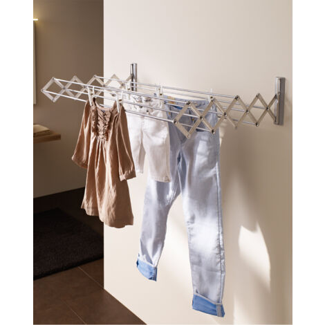 Séchoir à linge mural extensible 8,5 m – Largeur 100 cm – Acier plastifié et aluminium – Résistant aux intempéries – Artweger