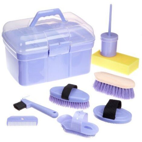 Kerbl Coffret de nettoyage complet pour enfants Set de pansage violet pour chevaux Brosses de pansage (1/2)
