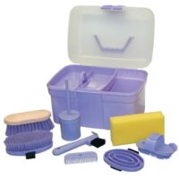 Kit De Pansage Pour Cheval Jouet - 9 Pièces Avec Sac De Rangement, Brosses Et Accessoires Pour Enfants (rose Et Violet)