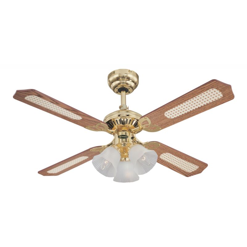 OKLAHOMA Blanc & Bois - Ventilateur de plafond 137cm 100W + éclairage LED - Bricolage
