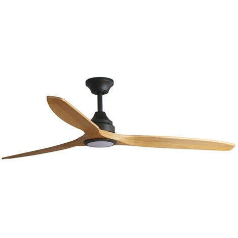 Faro Barcelona – Ventilateur de plafond ALO avec lumière – 6 vitesses – Télécommande incluse – Design noir mat – Pales en bois de pin – Éclairage LED 20W