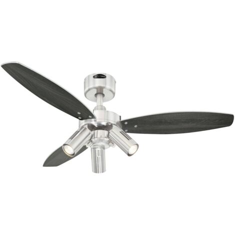 Ventilateur de plafond Westinghouse Jet Plus (Ø x H) 105 cm x 370 mm Couleur des pales: wengé, argent Couleur du boîtier (détails): nickel (bross V693531 (1/8)