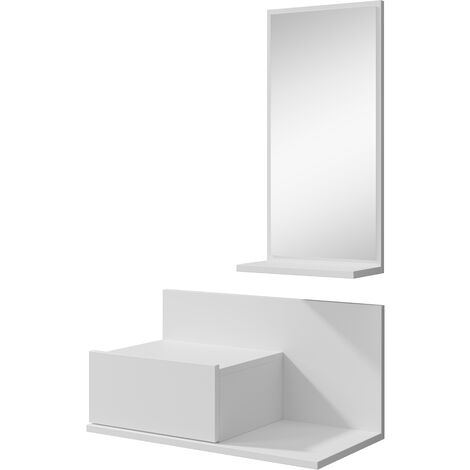 Ingresso con cassetto e specchio Mobili da ingresso Finitura in Colore Bianco Opaco 60x85,5x30cm Modello Isabela