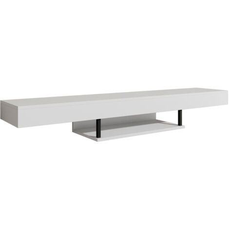 Mobile TV Sospeso Mobile da Soggiorno Porta TV Salotto Stilo Moderno Bianco Finitura Opaca 150x22x29,6cm Modello Aydin
