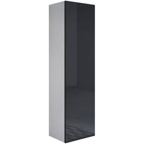 Mobile Sospeso  Vetrina Soggiorno Moderno  Salotto  Vetrinetta Pensile  40x165x28  Modello Luke V4  Bianco e Nero lucido