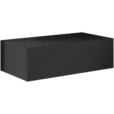 2 Comodini sospesi 1 Cassetto Cassetiera Tavolino Camera da Letto Mobile Design Moderno 46x15x34cm Modello Europa Nero Finitura Lucida