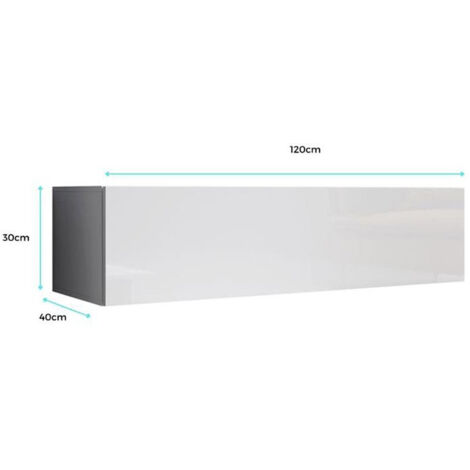 Mobile TV  Mobile da Soggiorno  Sospeso  Porta TV  Salotto  Stilo Moderno  1 Anta  Bianco Finitura Lucida  Modello Aitana M1  120x30x40cm