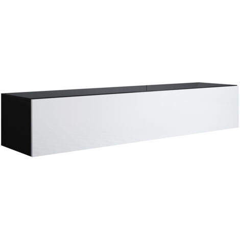Mobile TV con Piedini 2cm Mobile da Soggiorno Moderno Porta TV Salotto 1 anta 160x32x40cm Modello Luke H2 Nero e Bianco Finitura Lucida