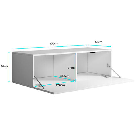Mobile TV Sospeso  Mobile da Soggiorno Moderno  Porta TV  Salotto  1 anta  100x30x40cm  Modello Luke H1  Sonoma Opaco e Bianco lucido