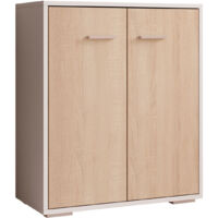 Credenza piccola 2 ante Armadio multiuso Mobile ausiliario 60x71x30cm Modello Lander L2 Colore Bianco e Sonoma