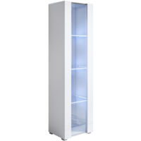 Vetrina con Piedini 2cm e LED Mobile Soggiorno Moderno Salotto Vetrinetta pensile 40x167x28 Modello Luke V5 Bianco lucido
