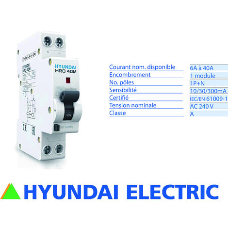Disjoncteur différentiel  N+1P 6KA 20A 30mA Type A