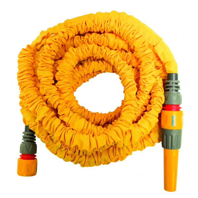 HOZELOCK - Tuyau d'Arrosage Extensible Superhoze 15 M avec Porte Tuyau : Tuyau Flexible avec Support de Rangement, S'Étire 3x sa Longueur Initiale, 2 Raccords Aquastop, Connexion Étanche [8215 9000