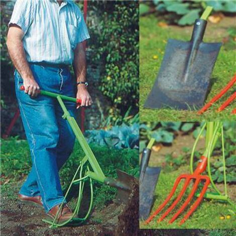 Appareil à bêcher avec bêche et fourche 4 dents – Mécanisme de retournement automatique – Confort d'utilisation optimal – Fabre Graines