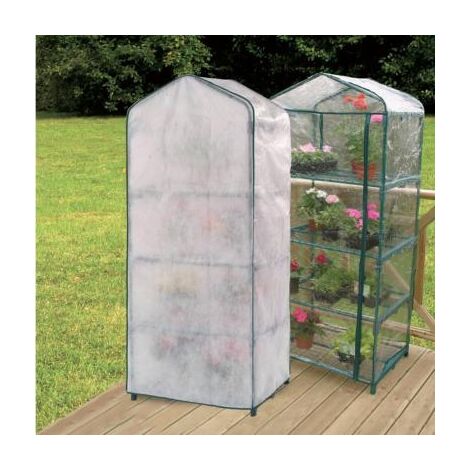 Nortene – Serre de balcon en acier époxy 1,58m – Housse d'hiver en polypropylène – 4 étagères amovibles – Couverture PVC transparente (1/5)