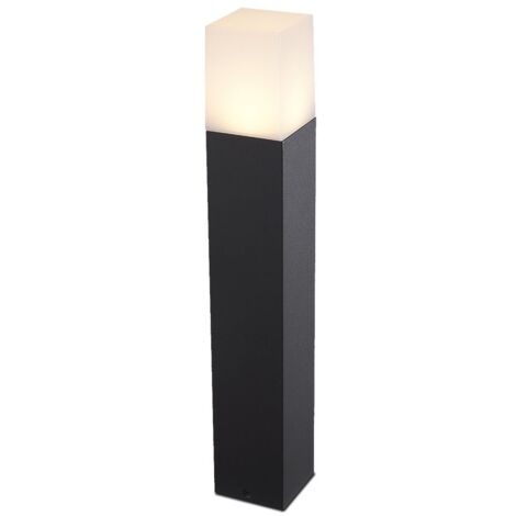 Lightbox Pollerleuchte Außen | 50 Cm Höhe | Mit Steckdose & Regenschutz | IP44, E27, Max. 40 W | Edelstahl/Kunststoff