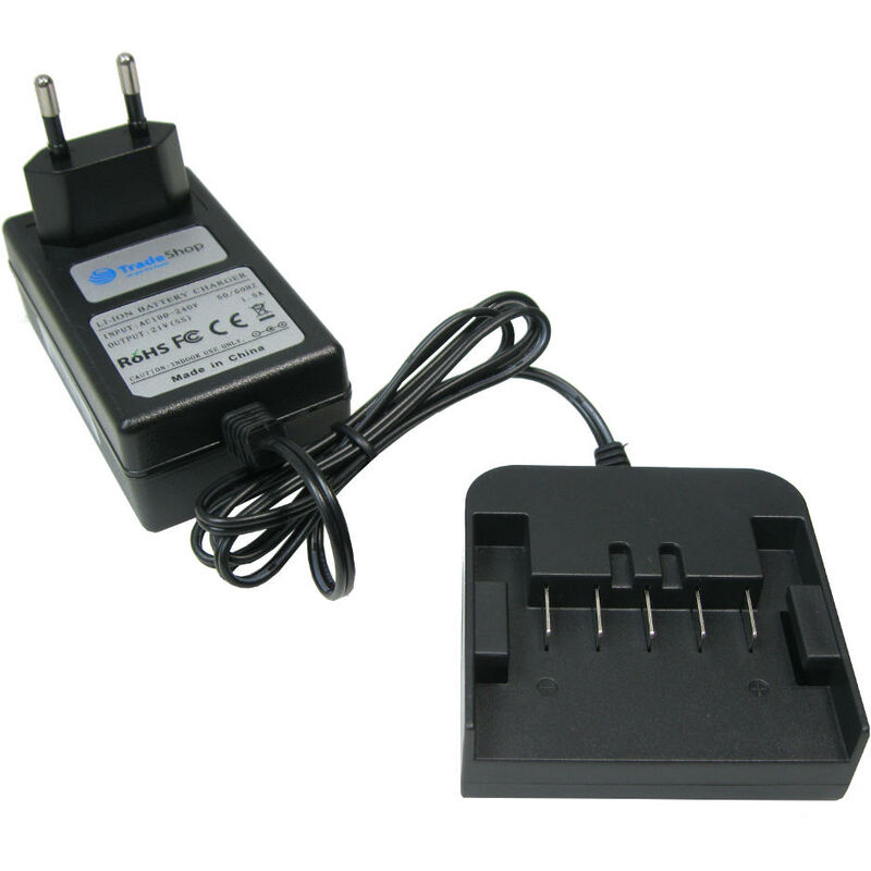 Trade-Shop Akku Ladegerät Netzteil Ladekabel 18V für Eisenblätter HT Powerfeile HT Rohrbandschleifer Poly-PTX PRO HT Winkelschleifer Rohr Max