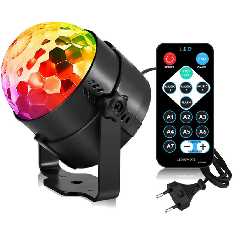 Discokugel LED Party Lampe Musikgesteuert Disco Lichteffekte Discolicht mit  7 Farbe RGB 360° Drehbares Partylicht mit Fernbedienung für Weihnachten,  Kinder, Kinderzimmer, Party