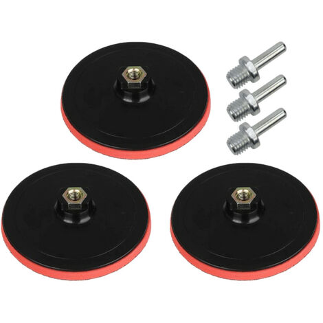 Trade-Shop Klett Haftteller / Schleifteller / Stützteller / Polierteller inkl. M14 Spanndorn Adapter für Winkelschleifer Poliermaschinen / Ø 100mm - 3 Stück