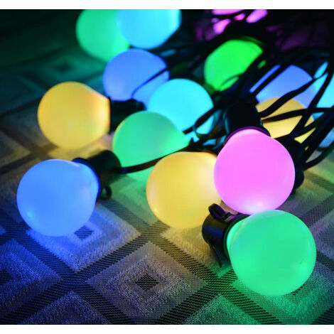 LED Solar Lichterkette Glühbirnen, Außen Garten Deko 8 Modi Effekte Außerlichterkette für Terrasse Hof Innen Haus Weihnachten (8m / 30 Glühbirnen, RGB) (1/3)