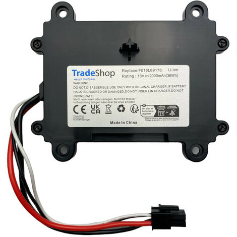 Trade-Shop Li-Ion Akku 18V / 2000mAh / 36Wh für viele Bosch Indego Rasenmäher Mähroboter ersetzt F 016 104 898, F016104898, F016L69176, 5INR19/66 (1/2)