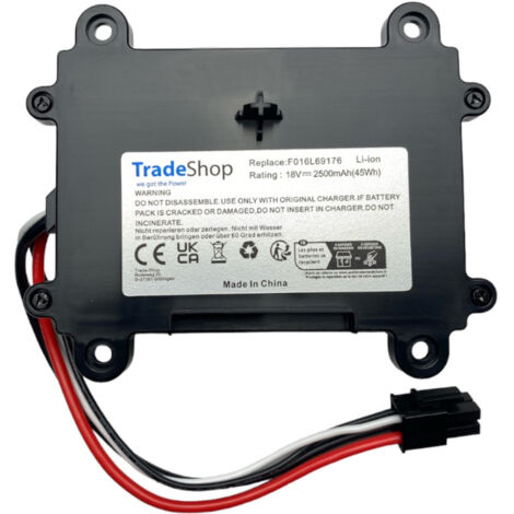 Trade-Shop Li-Ion Akku 18V / 2500mAh / 45Wh für viele Bosch Indego Rasenmäher Mähroboter ersetzt F 016 104 898, F016104898, F016L69176, 5INR19/66