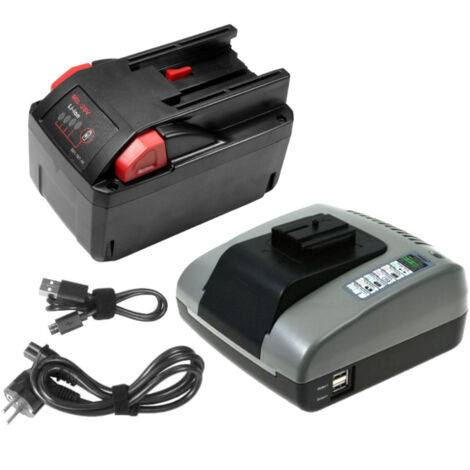 Trade-Shop 2in1 Set: Li-Ion Akku 28V 4Ah + Ladegerät mit USB kompatibel mit AEG Milwaukee V28H/0 V28G V28C V28B V28BS V28BS/0 0719-22 V28 0721-21 28V (1/5)