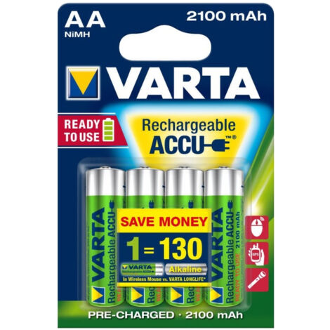 4x 2100mAh AA Mignon HR6 LR6 Akkus Varta Typ 56706 / aufladbare Batterien Ni-MH, 1,2V Spannung, geringe Selbstentladung (75% nach 24 Monaten) (1/2)