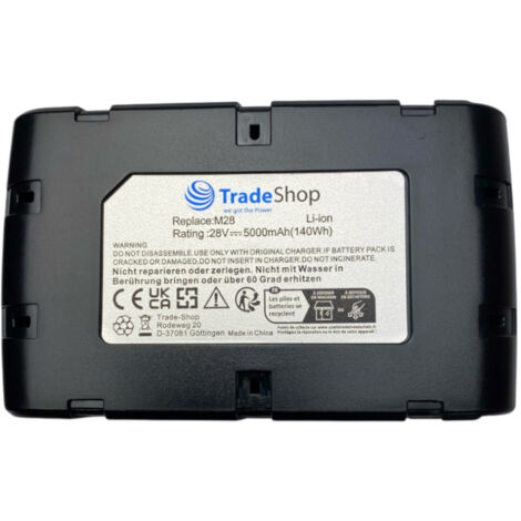 Trade-Shop Li-Ion Werkzeug-Akku 28V 5000mAh für AEG Milwaukee HD28 AG, HD28 AG 125 Winkelschleifer, HD28 CS, HD28 MS, V28 CS, V28 MS Handkreissäge
