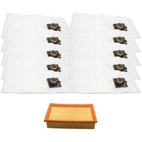 Trade-Shop SET: 10x Microvlies-Beutel + Filter kompatibel mit Kärcher 6904263, 6.904-068.0, 6.904-156.0, Bosch Typ W / X, Swirl R23, Würth 0702400195 (1/4)