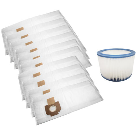 Trade-Shop SET: Microvlies-Beutel (10x) + Rundfilter kompatibel mit Nilfisk 302000449, 302004000, 302000490, 63990, 11753, 107402338, 302000461 (1/4)
