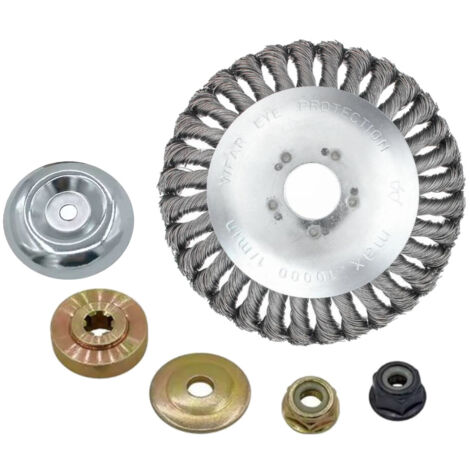 Trade-Shop 150mm Stahldraht Bürstenkopf Trimmerkopf inkl. Adapter-Set für Stihl FS108 FR106 FR108 / Motorsense, Rasentrimmer, Garten - 1 Stück (1/5)