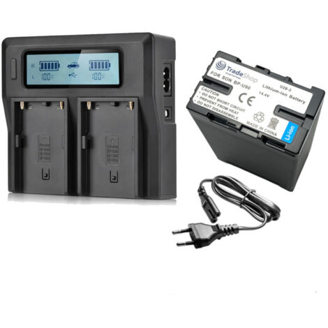 Trade-Shop 2in1 Set: Li-Ion Akku 7200mAh + Dual USB LCD Ladegerät kompatibel mit Sony PXW-X200, PXW-FX9, PXW-FX9K / Zubehör für Kamera, Camcorder (1/5)