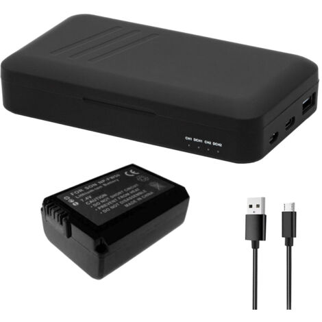 Trade-Shop 2in1 Set: Akku 1300mAh + Dual-Ladegerät USB-C USB-A Powerbank für Sony Smartshot ILCE-QX1, Cybershot DSC-RX10M3, Alpha SLT-A35B SLT-A55VB (1/5)