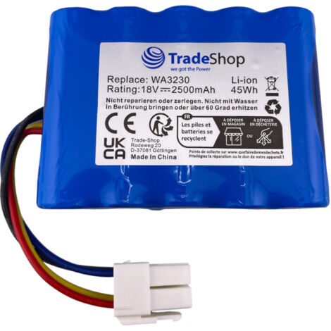 Trade-Shop Li-Ion Akku 18V / 2500mAh für Sunseeker RMA301M20V RMA501M20V RMA801M20V RMA1001M20V, Practixx PX-RRM-600Wi / Rasenroboter Rasenmäher