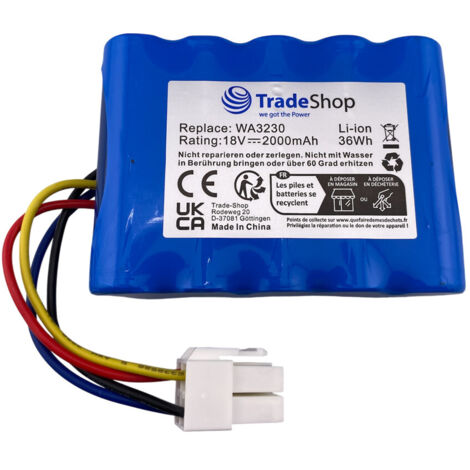 Trade-Shop Li-Ion Akku 18V / 2000mAh für Sunseeker RMA301M20V RMA501M20V RMA801M20V RMA1001M20V, Practixx PX-RRM-600Wi / Rasenroboter Rasenmäher (1/2)