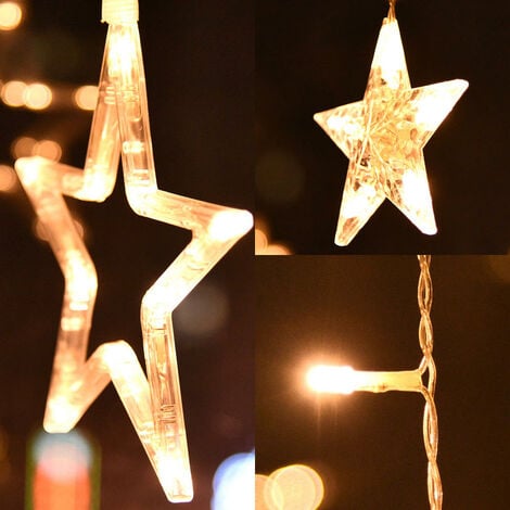LED Sternenvorhang Lichterkette Weihnachtsbeleuchtung große Sterne kleine  Sterne, zusätzliche LED Dekoration Fenster 8 Programme/Funktion einstellbar  -