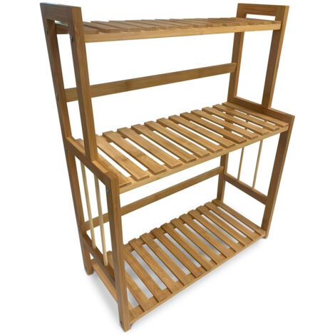 Scaffale Organizer 3 Ripiani In Bambù Salvaspazio Multiuso Per Casa E Ufficio