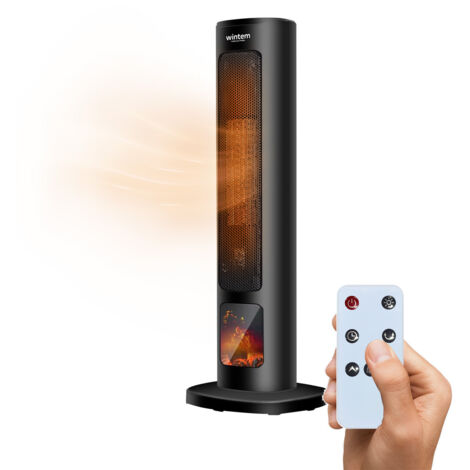 Termoventilatore Ceramico 2000w Con Telecomando, Timer 12h Ed Effetto Fiamma