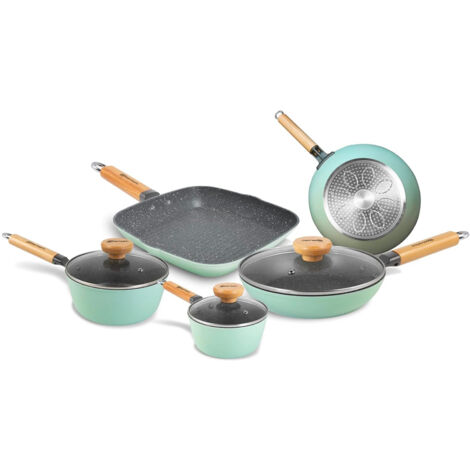 Set 3 Padelle 2 Casseruole E 3 Coperchi Per Piano Ad Induzione
